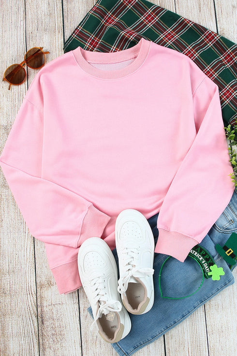 Plain Crew Neck Pullover Sweatshirt