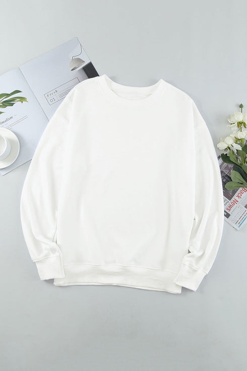 Plain Crew Neck Pullover Sweatshirt