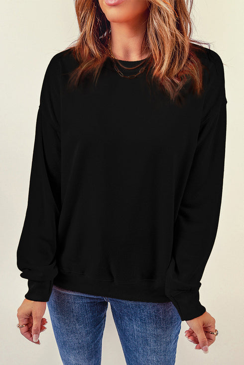 Plain Crew Neck Pullover Sweatshirt