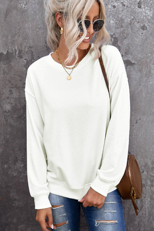 Plain Crew Neck Pullover Sweatshirt