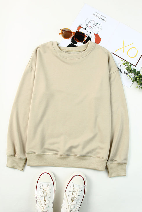 Plain Crew Neck Pullover Sweatshirt