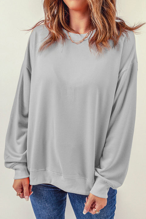 Plain Crew Neck Pullover Sweatshirt