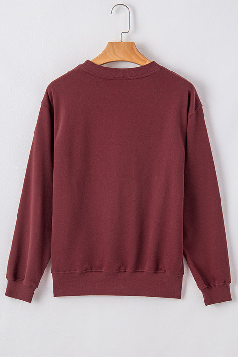 Plain Drop Shoulder Crewneck Pullover Sweatshirt