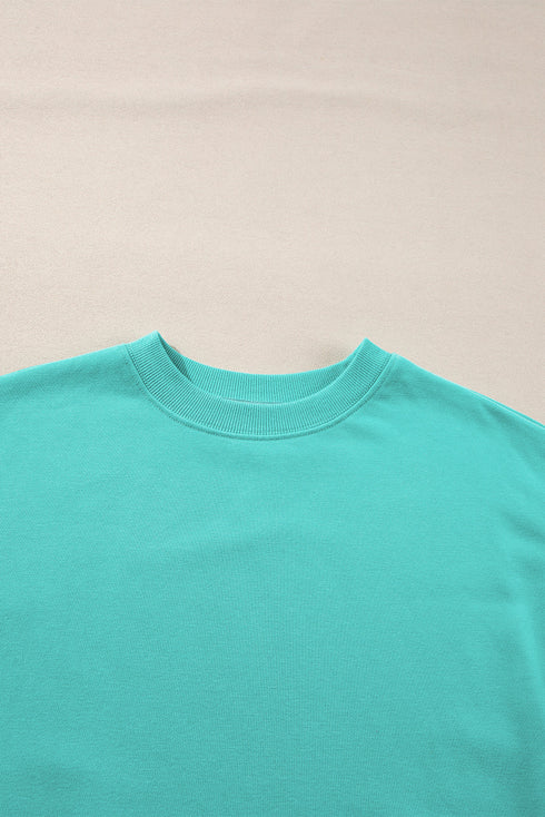 Plain Drop Shoulder Crewneck Pullover Sweatshirt