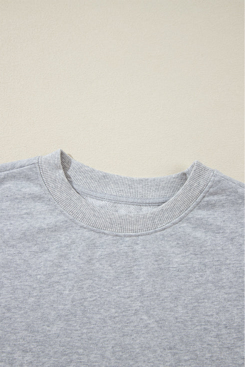 Plain Drop Shoulder Crewneck Pullover Sweatshirt