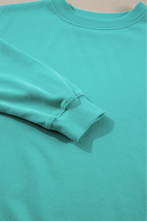 Plain Drop Shoulder Crewneck Pullover Sweatshirt