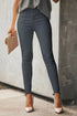 Plain High Waist Buttons Frayed Cropped Denim Jeans