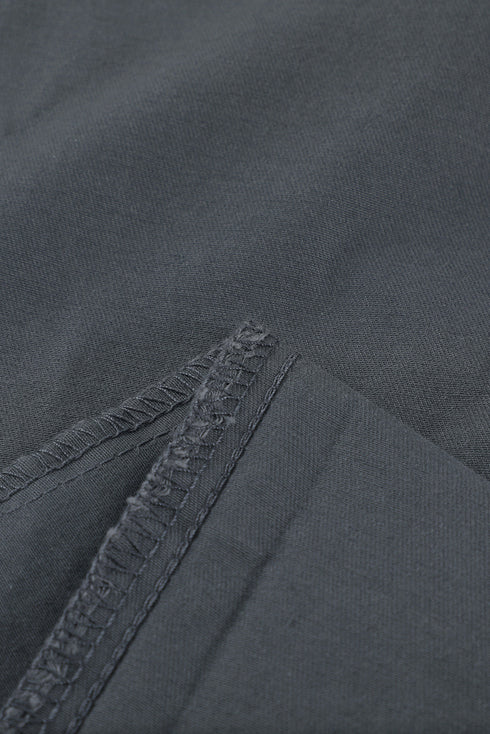 Plain High Waist Buttons Frayed Cropped Denim Jeans