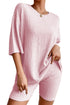 Plain Ribbed Loose Fit Two Piece Lounge Set
