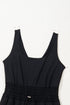 Plain Sleeveless Loop Drawstring Cinched Waist Romper