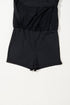 Plain Sleeveless Loop Drawstring Cinched Waist Romper