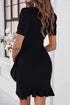 Plain Wrapped Ruffled Hem Slim Fit Mini Dress