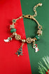Plated Alloy Beaded Adjustable Charm Pendant Bracelet
