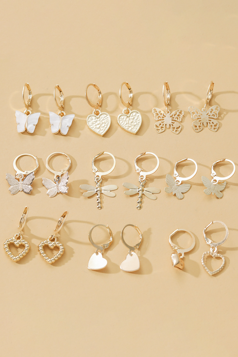 Plated Alloy Butterfly Heart Pendant Drop Earrings