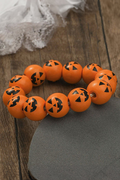 Playful Beaded Jack O Lantern Stretch Bracelet