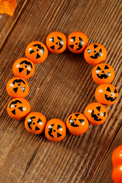 Playful Beaded Jack O Lantern Stretch Bracelet