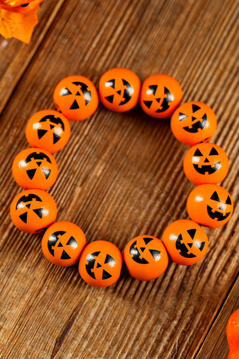 Playful Beaded Jack O Lantern Stretch Bracelet