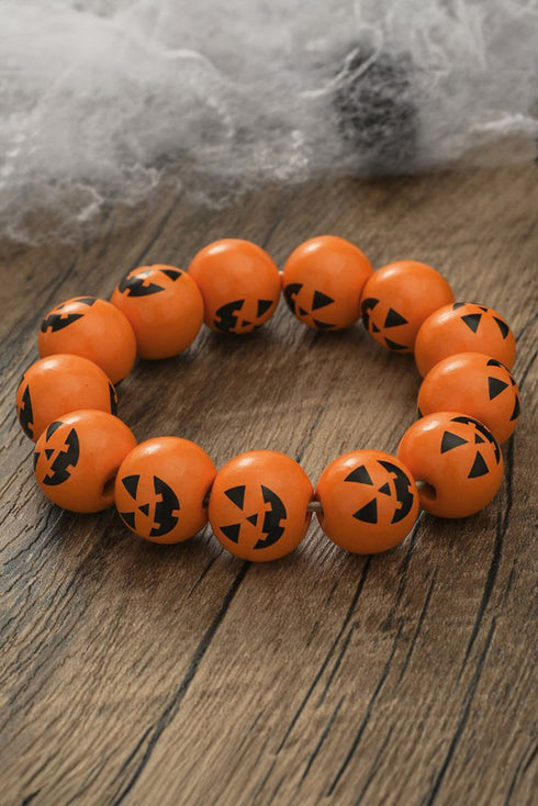 Playful Beaded Jack O Lantern Stretch Bracelet