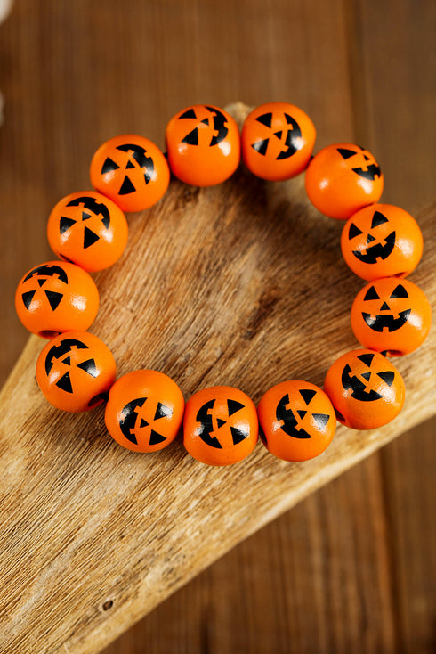 Playful Beaded Jack O Lantern Stretch Bracelet