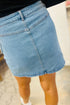 Playful Bow Detail High Waist Washed Denim Mini Skirt