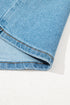 Playful Bow Detail High Waist Washed Denim Mini Skirt
