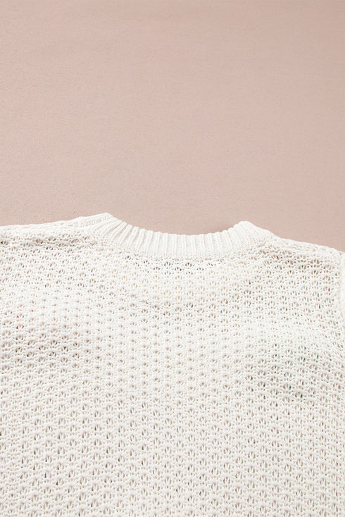 Playful Bow Embellished Short Sleeve Knit Sweater