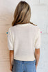 Playful Bow Embellished Short Sleeve Knit Sweater