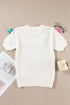 Playful Bow Embellished Short Sleeve Knit Sweater