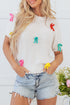 Playful Bow Embellished Short Sleeve Knit Sweater
