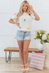 Playful Bow Embellished Short Sleeve Knit Sweater