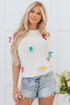 Playful Bow Embellished Short Sleeve Knit Sweater