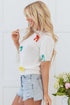 Playful Bow Embellished Short Sleeve Knit Sweater