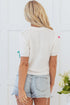 Playful Bow Embellished Short Sleeve Knit Sweater