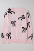 Playful Bow Motif Long Sleeve Knit Sweater