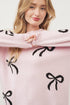 Playful Bow Motif Long Sleeve Knit Sweater