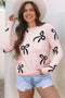 Playful Bow Motif Long Sleeve Knit Sweater