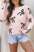 Playful Bow Motif Long Sleeve Knit Sweater