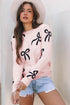 Playful Bow Motif Long Sleeve Knit Sweater