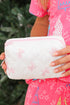 Playful Bow Print Quilted Zipper Makeup Bag