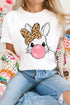 Playful Bunny Blowing Bubble Gum Graphic Print Tee