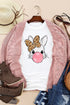Playful Bunny Blowing Bubble Gum Graphic Print Tee