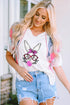 Playful Bunny Graphic Striped Sleeve Knit Tee