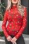 Playful Festive Element Print Sheer Mesh Top
