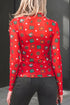 Playful Festive Element Print Sheer Mesh Top