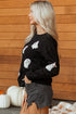 Playful Ghost Applique Crew Neck Pullover Sweatshirt