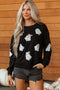 Playful Ghost Applique Crew Neck Pullover Sweatshirt