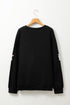Playful Ghost Applique Crew Neck Pullover Sweatshirt
