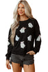 Playful Ghost Applique Crew Neck Pullover Sweatshirt