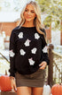 Playful Ghost Applique Crew Neck Pullover Sweatshirt