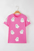 Playful Ghost Graphic Crew Neck Short Sleeve Tee